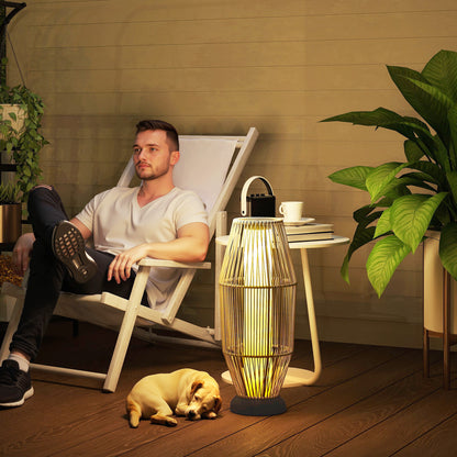 Garden Rattan Lamp, 72 cm Tall Solar Rattan Floor Lamp, Solar Garden Light with Auto On/Off LED, IP44 for Outdoor, Porch