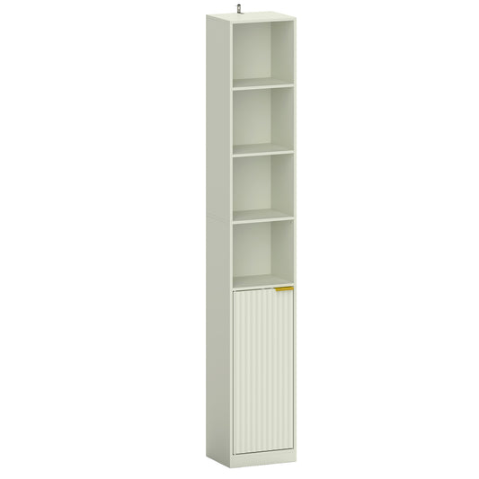 Bookcase Adjustable Shelf Bookshelf Anti-Tip Hardware 6-Tier Storage Cabinet Light Green