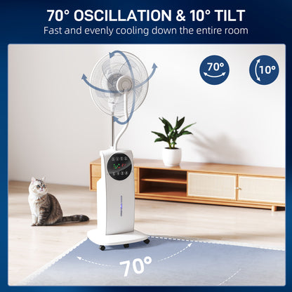 135cm Pedestal Fan with Water Mist Spray Humidifying Misting Fan, White