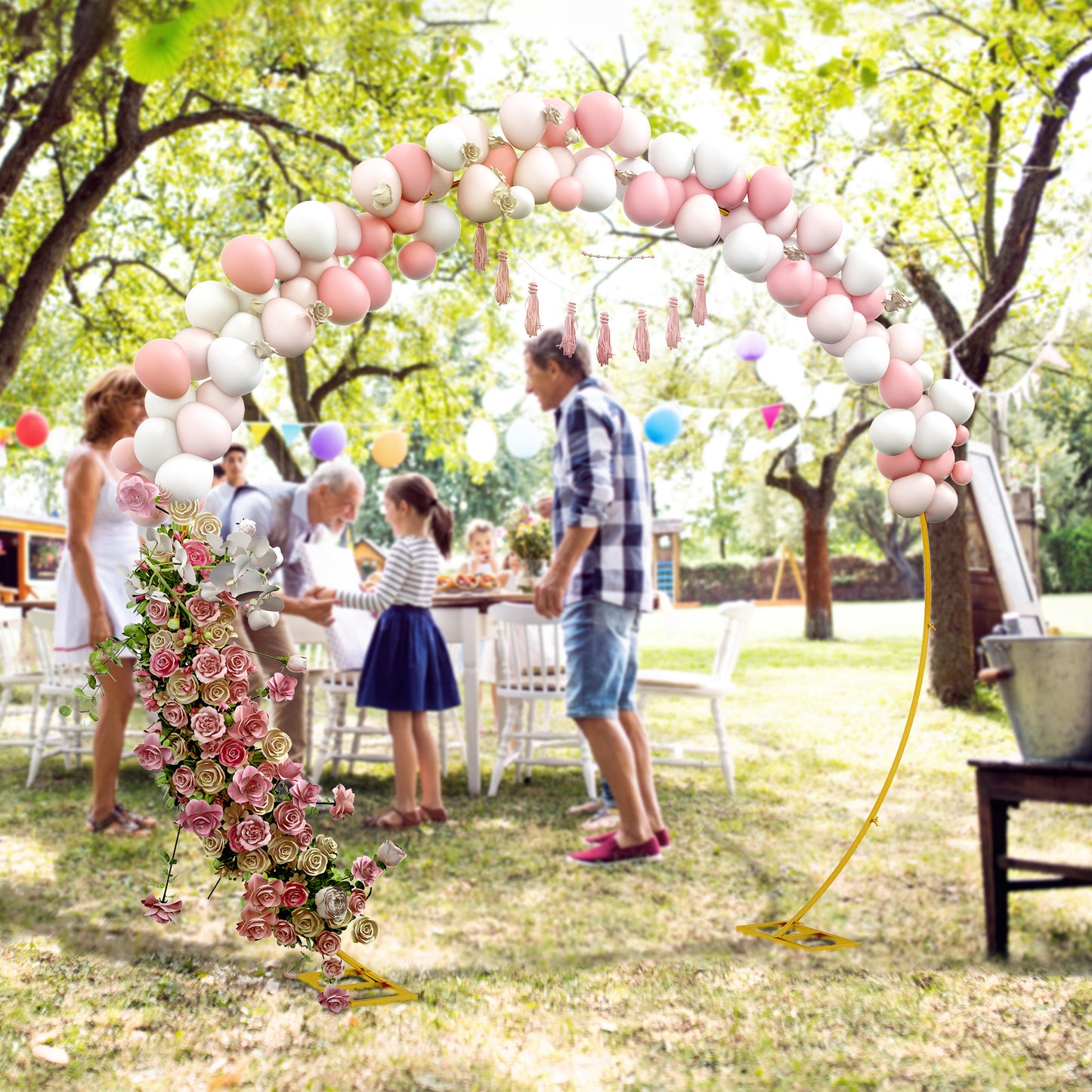 280cm Gold Backdrop Stand, Round Metal Wedding Arch for Birthday Party, Bridal Shower, Graduation, Ceremony