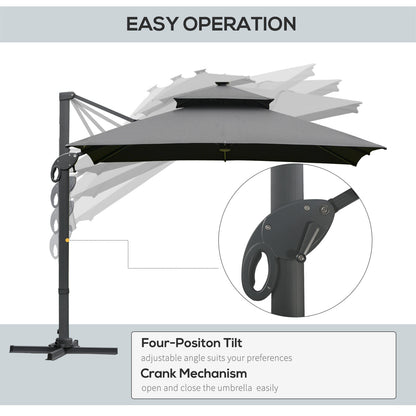 3 x 3(m) Aluminum Sun Square Canopy Top w/ Adjustable Pole Angle Dark Grey
