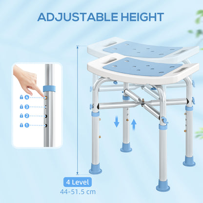 44-51.5cm Aluminium Frame Shower/Bath Stool - Light Blue