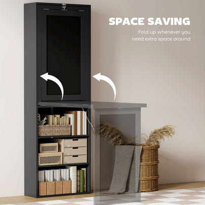 Three-Part Work Desk, with Storage and Chalkboard - Black