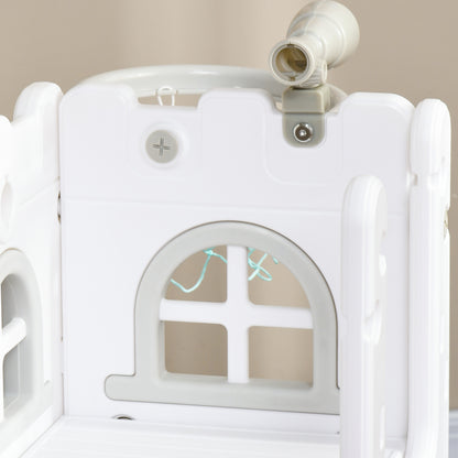 5 in 1 Toddler Slide with Basketball Hoop, Climber, Telescope, Storage Basket, for Ages 1-3 Years, Grey