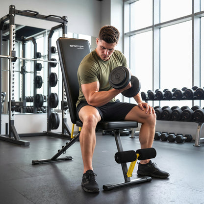 Adjustable Weight Bench, 300kg Incline Decline Flat Foldable Bench Press with 7 Backrest Positions and Resistance Bands