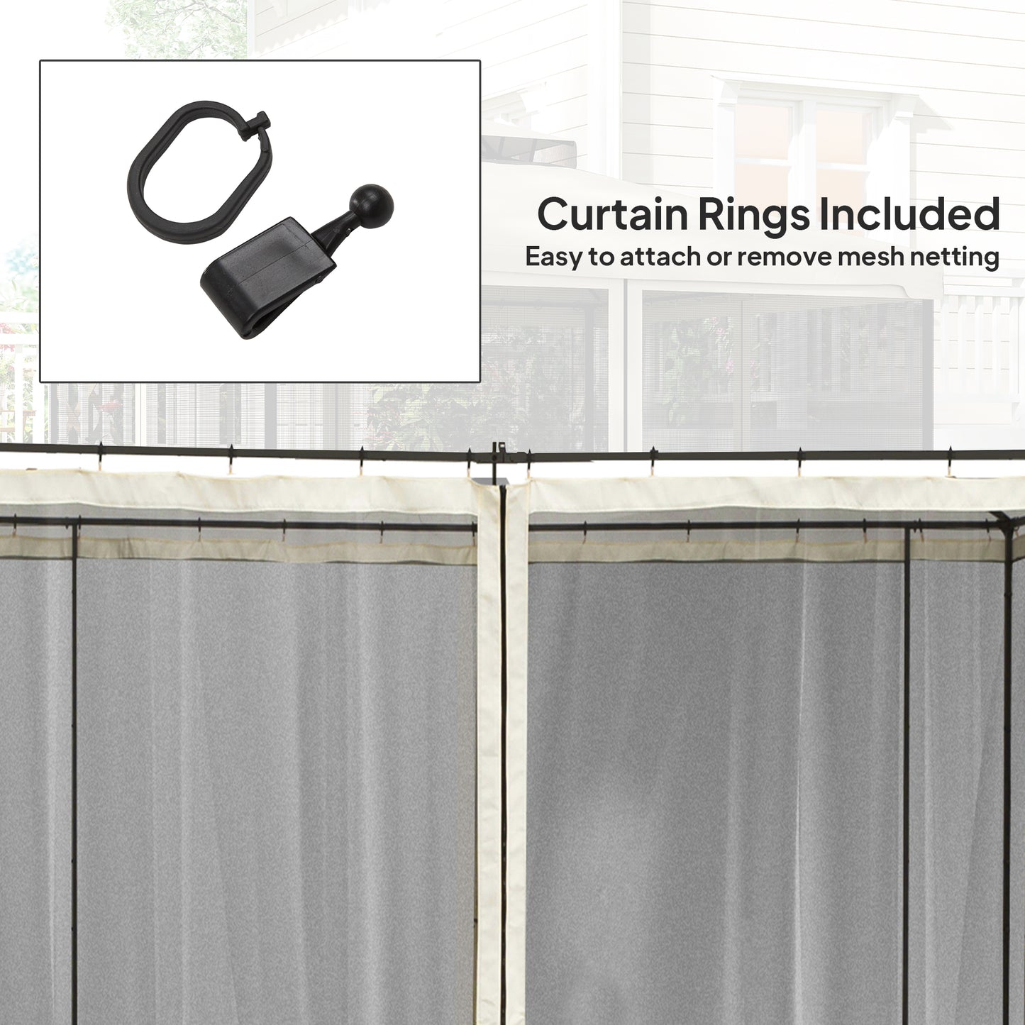 302 x 207cm Universal Replacement Mesh Sidewall Netting for Patio Gazebos and Canopy Tents, (Sidewall Only) Cream White