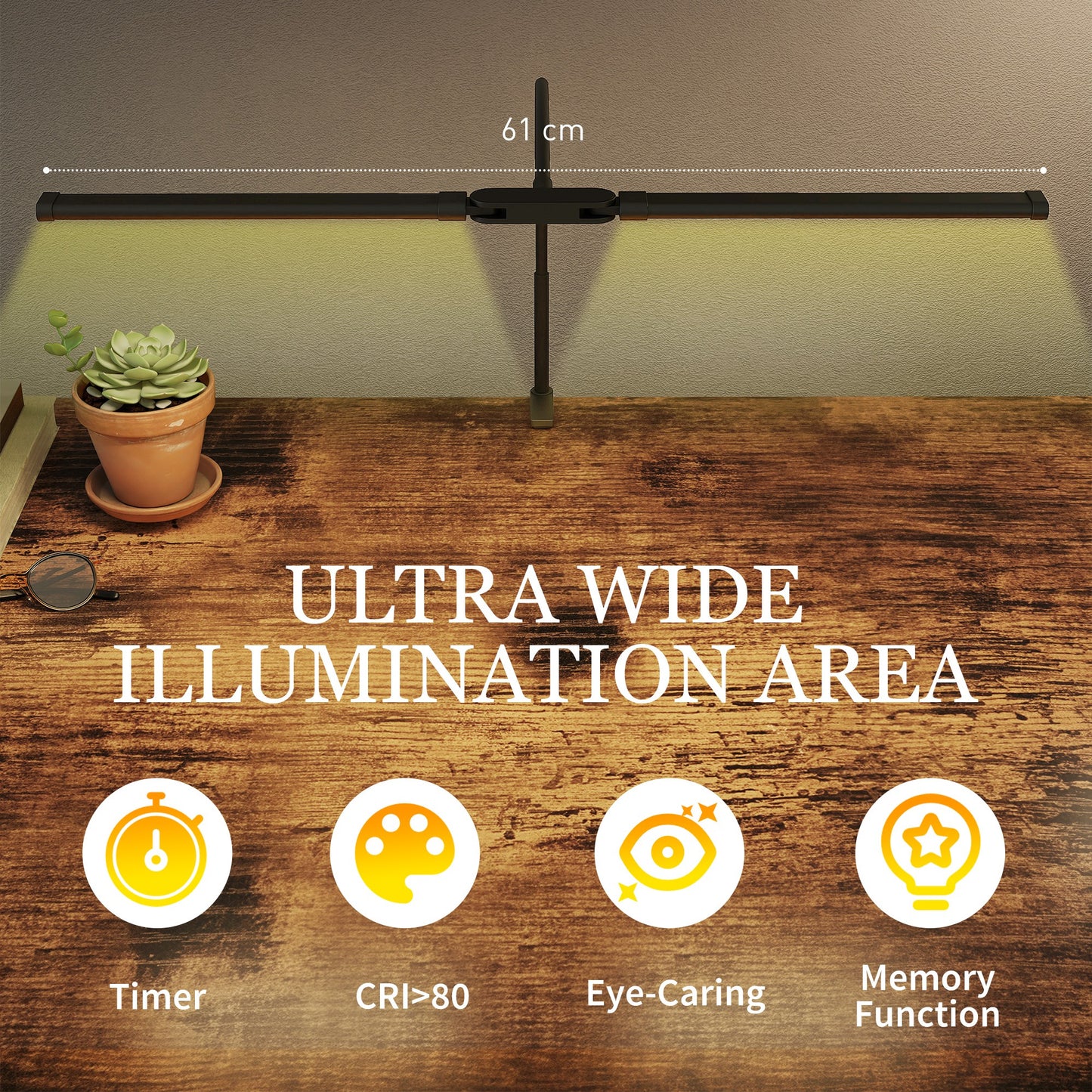 LED Desk Lamp with Clamp, Double Head Table Lamp with 3 Colour Modes & 10 Brightness Levels