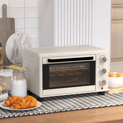 21L Mini Countertop Oven, 100°C-230°C Adjustable Temp - Cream White