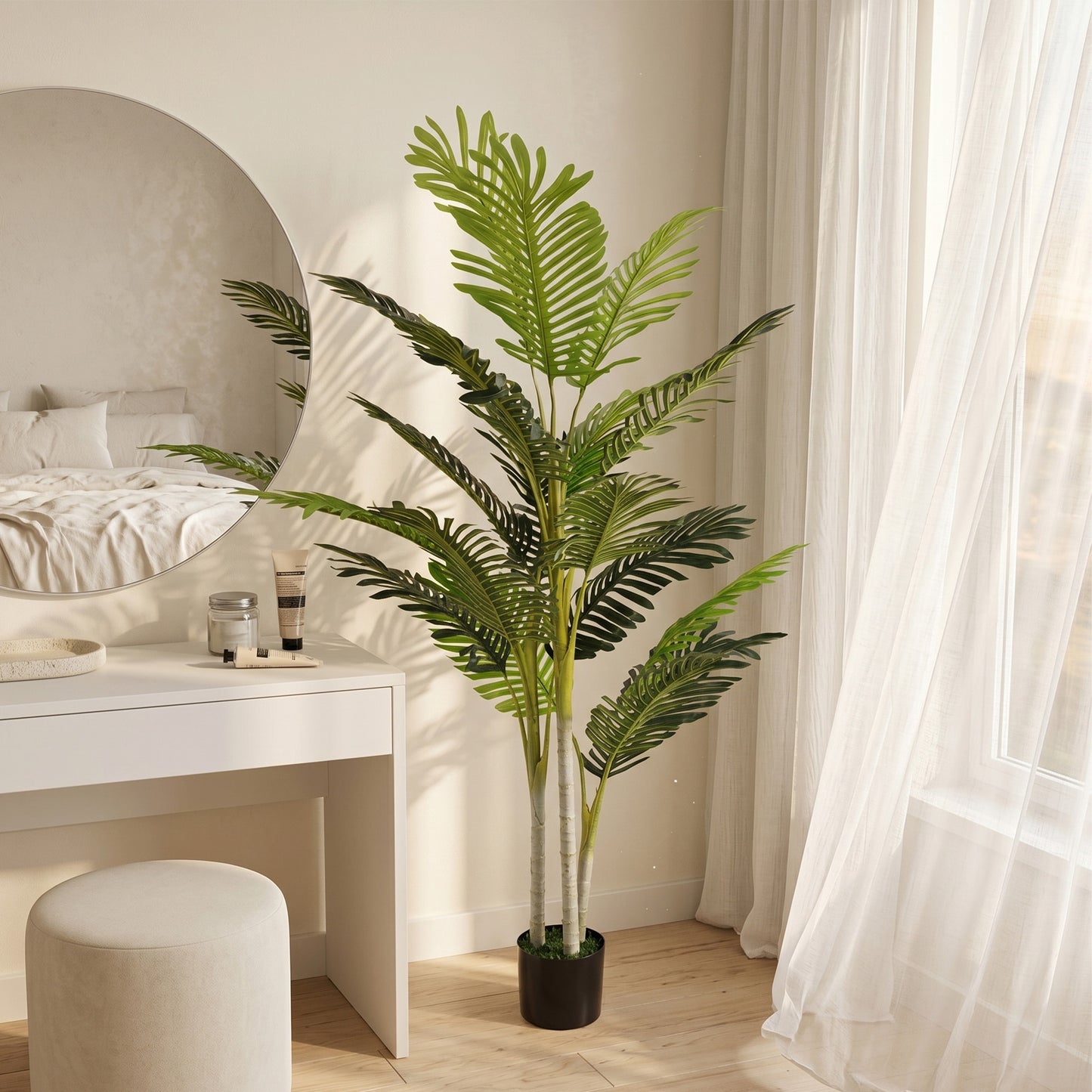 2 Ball Topiary Tree in Pot for Home Decor, Artificial Plant for Home Office, Living Room Decor, Dark Green