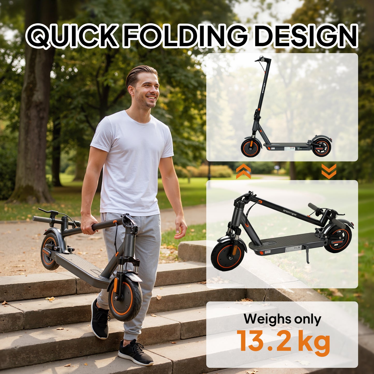 Foldable Electric Scooter with 350W Motor, Up to 25km/h