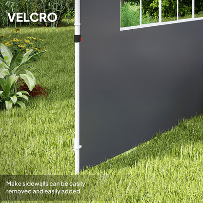 2.95 Meters Gazebo Replaceable Exchangeable Side Panel Wall Panels Walls With Window, Dark Grey