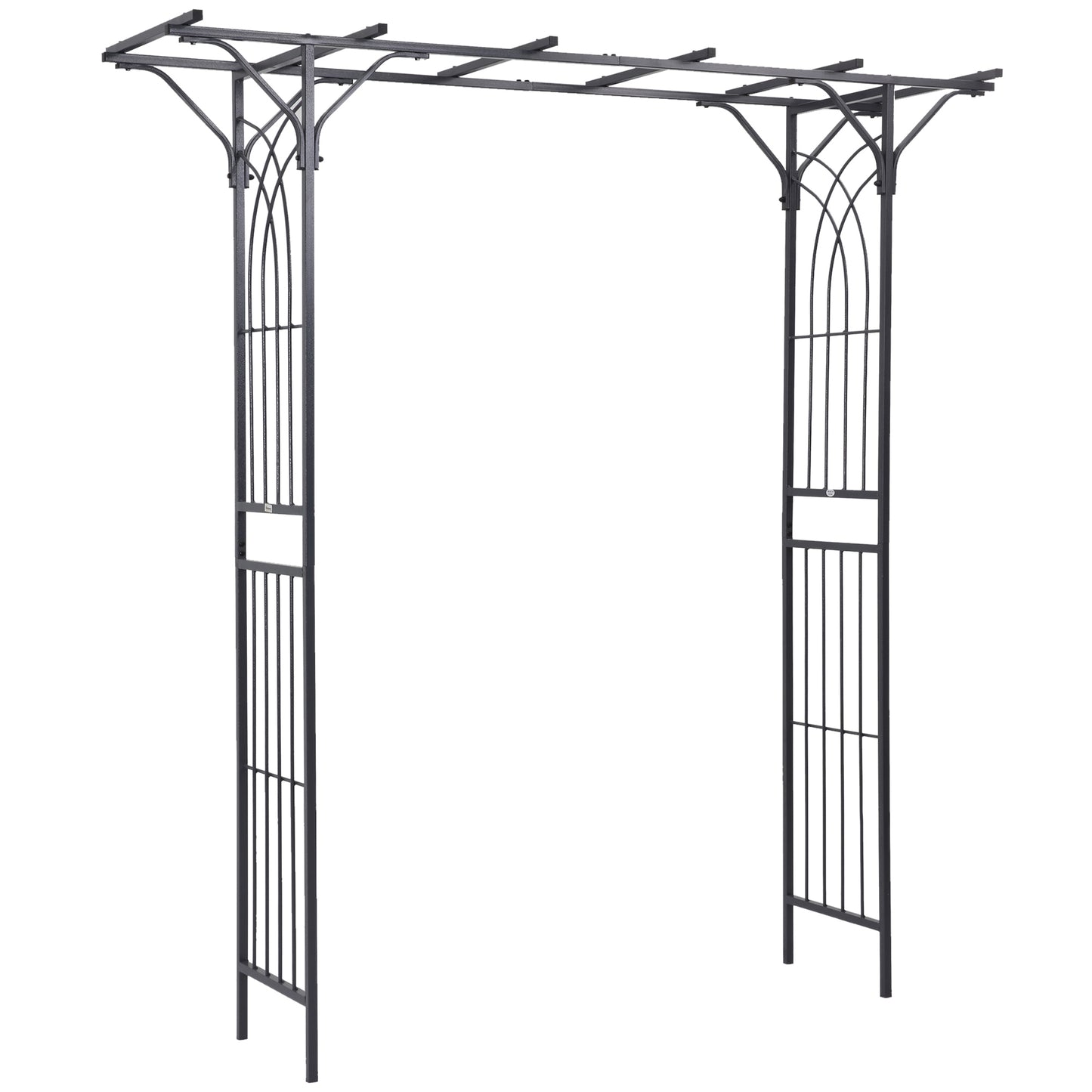 210cm Decorative Metal Garden Trellis Arch with Durable Steel Tubing & Elegant Scrollwork, Great for Weddings, Dark Gre