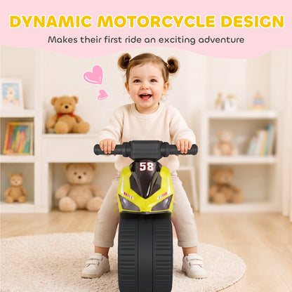 Balance Bike with Music Extra-Wide Wheels Toddler Bike for Boys Girls Green
