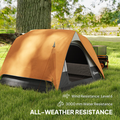 3-4 Person Camping Tent, Easy Set Up Waterproof Dome Tent with Sewn-in Groundsheet, Mesh Windows