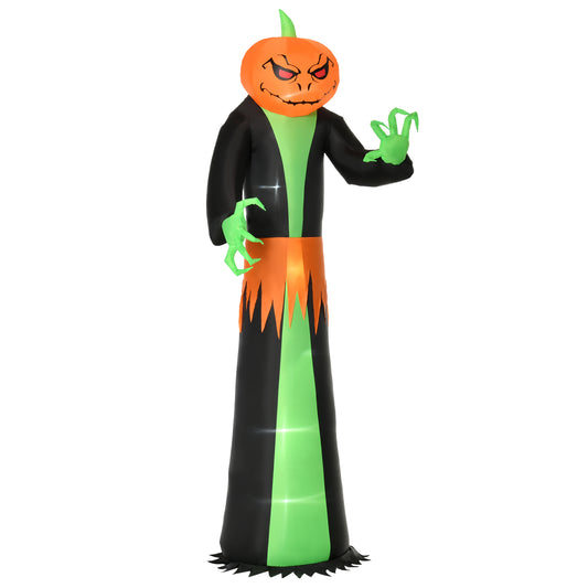 9FT Inflatable Halloween Pumpkin Ghost with Build in LED, Outdoor Lighted Blow Up Inflatables for Party Indoor, Garden, Lawn