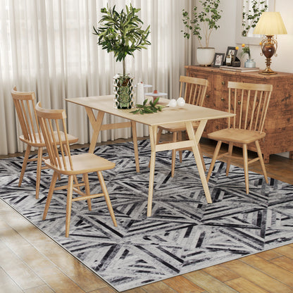 Modern Area Rug, Triangle Pattern Non-Slip Washable Rug, Chenille Floor Carpet for Living Room, Bedroom, Dining Room