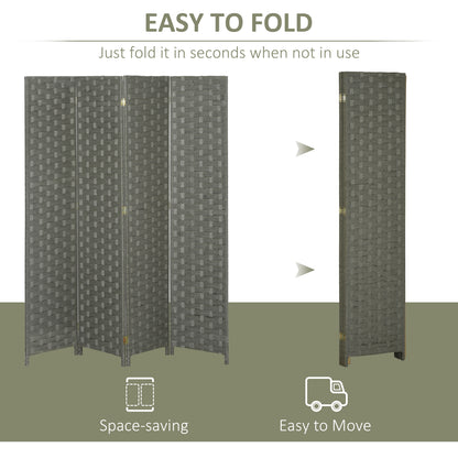Wave Fibre Freestanding Folding Privacy Screen Panels, Room Divider, Grey