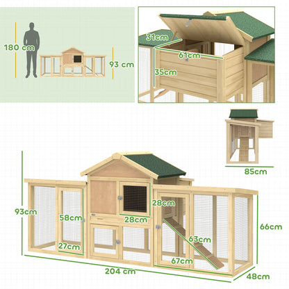 Large Chicken Coop, Wooden Outdoor Chicken Cage Poultry Hen House with Nesting Box