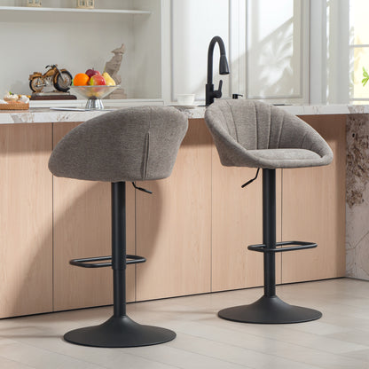 Set of Two Relaxed Tub Bar Stools - Grey