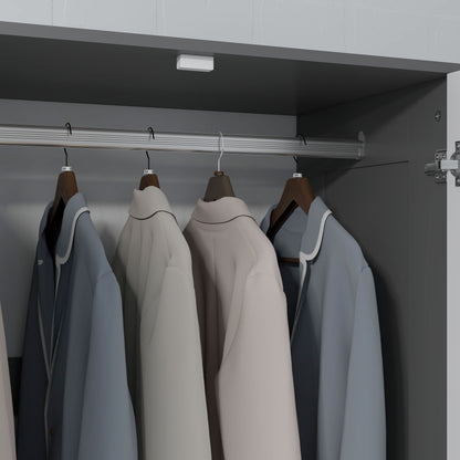 Modern Clothes Storage Cupboard Unit, 3 Drawer 2 Door Wardrobe with Hanging Rod, Grey
