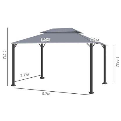 3 x 4m Aluminium Garden Gazebo, Marquee Canopy Shelter Pavilion Party Tent with Nets and Curtains for Garden and Deck