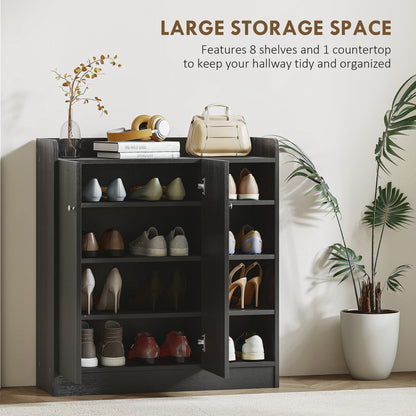 Shoe Storage Cabinet with Adjustable Shelves - Black