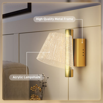 Led Wall Lamp 2 Pack, 5W Modern Indoor Starry Wall Light, Colour Temperature Adjustable 3000K/4000K/6500K, for Bedroom