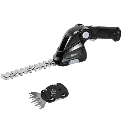 2-in-1 Cordless Hedge Trimmer & Grass Shear with 7.2V 2 x Rechargeable 2000mAh Batteries, 2 Changeable Blades
