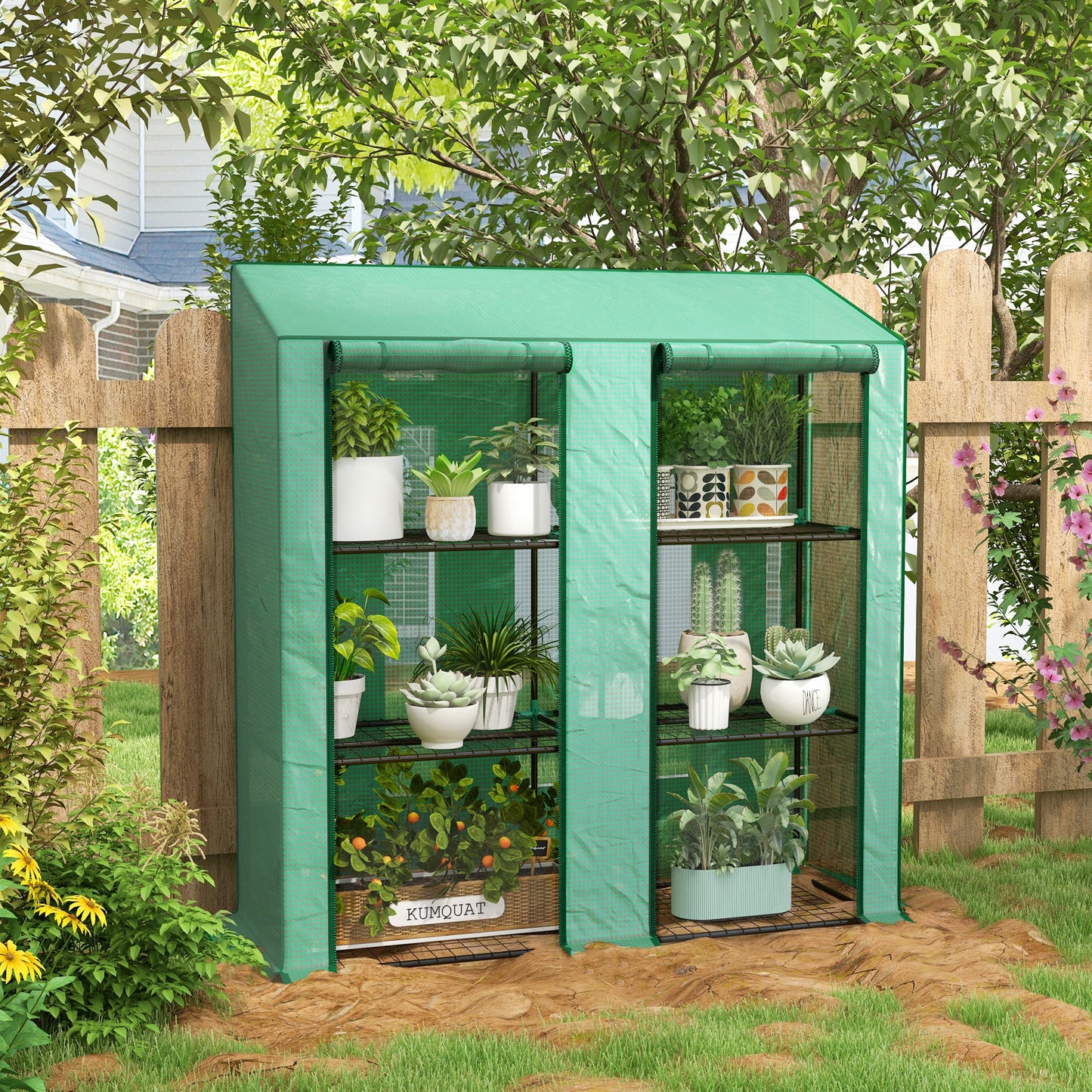 46 x 143cm Three-Shelf Mini Greenhouse - Green