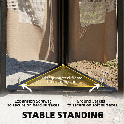 3.3 x 3.3 m Outdoor Garden Gazebo with Post Shelves, UPF50+ Patio Permanent Pavilion with Hook, Khaki