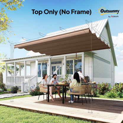 Retractable Pergola Cover, 3.5 x 2.6 m Replacement Canopy Fabric for 4 x 3 m Frame, Roof Top Only, Brown
