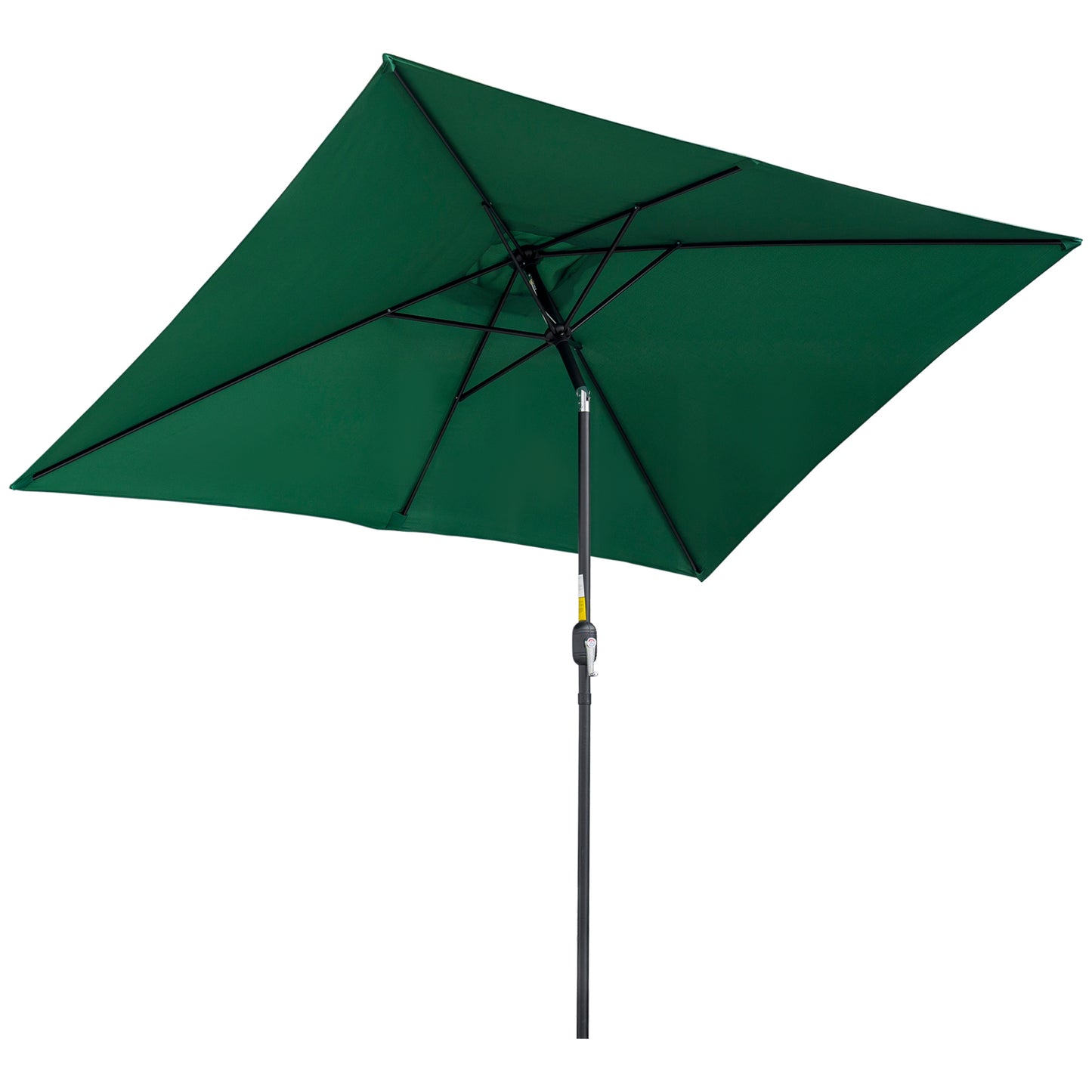 3x2m Garden Parasol Umbrella with Aluminium Pole, Tilt and Crank, Rectangular Outdoor Table Parasol Sun Shade for Patio