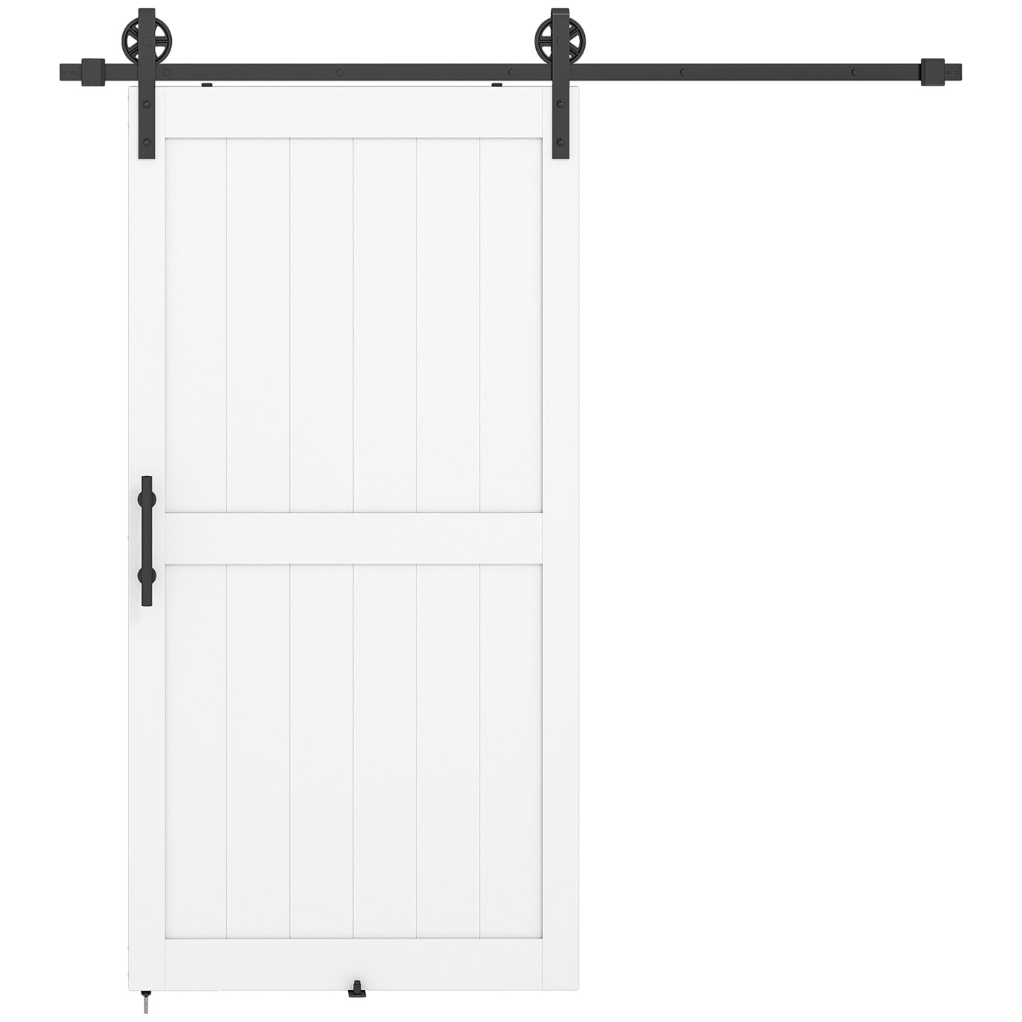 213.4cm Sliding Barn Door Kit, Sliding Door with Track, Hardware, Upgraded Rollers and Floor Guide, Handle, White