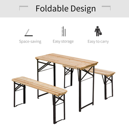 Portable Folding Camping Picnic Table and Bench Set Garden BBQ Chairs Stools Trestle Wooden Wood (120cm(L) x 25cm(W) x 46cm(H