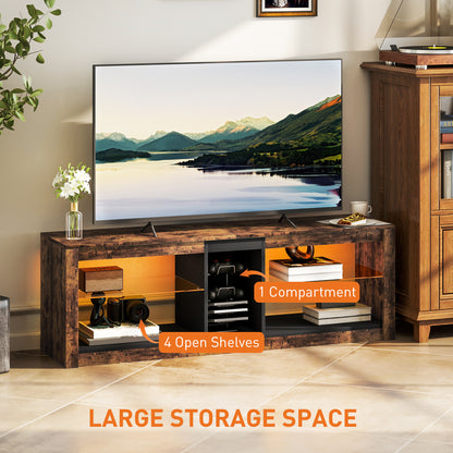TV Stand Cabinet with LED Lights and Remote Control for TVs up to 65"