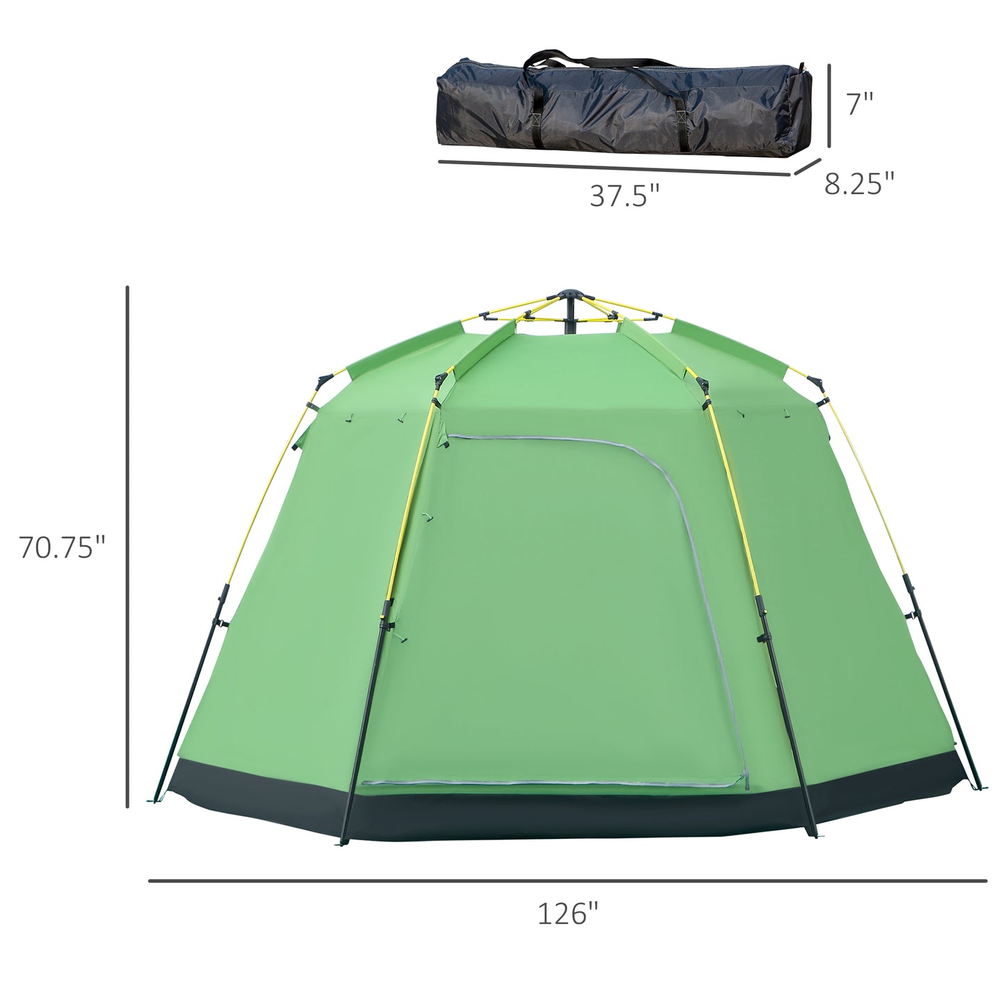 6 Person Pop Up Camping Tent, 2-Tier Design Backpacking Tent with 4 Windows 2 Doors Portable Carry Bag for Fishing Hiking