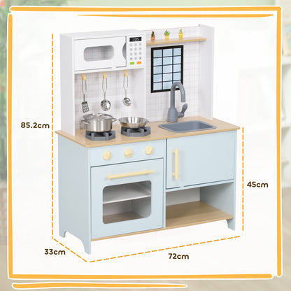 Pretend Play Kitchen, Kids Kitchen Playset with Light & Sound Stove, Turning Knobs, Cooking Accessories
