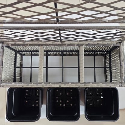 33L Garden PE Rattan Planter with Trellis, Free Standing Flower Raised Bed for Garden, Garden Planter for Climbing Plants