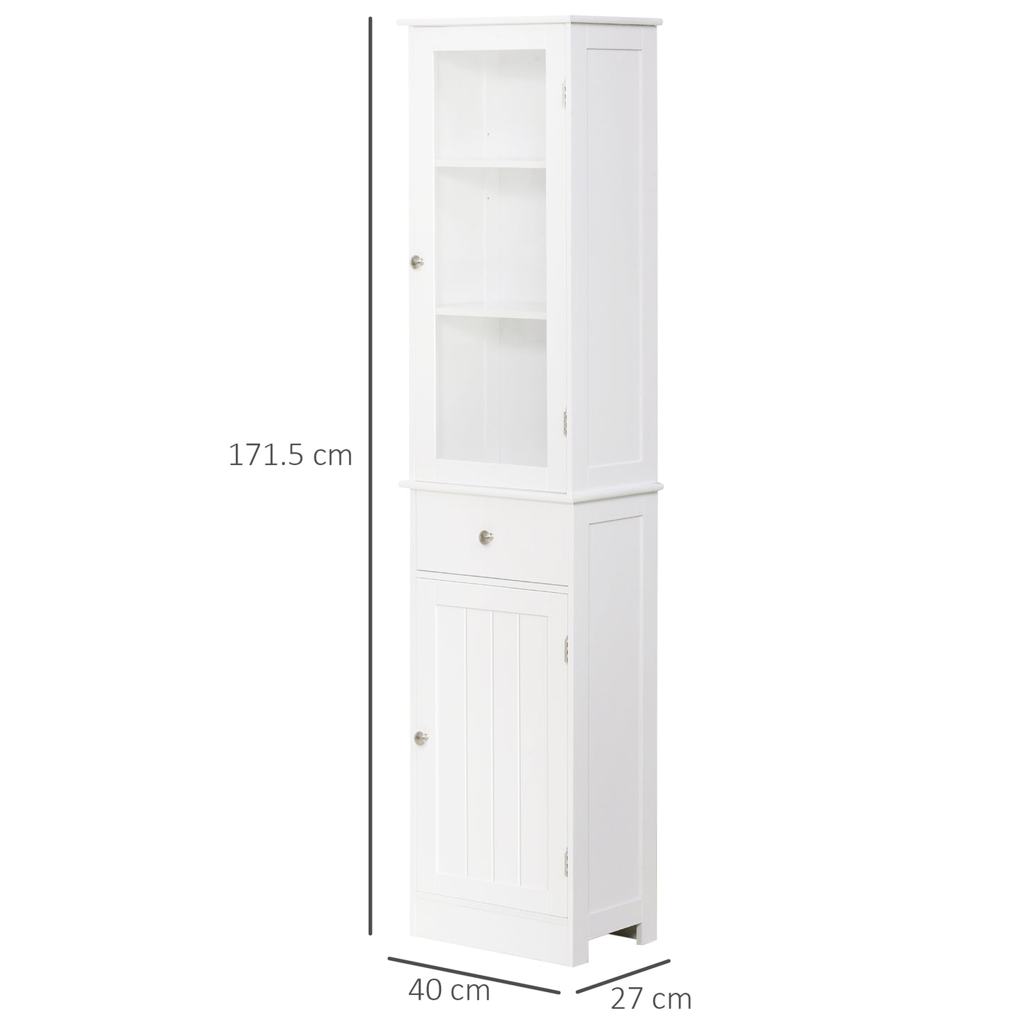 Slim Freestanding Bathroom Storage Cabinet – White