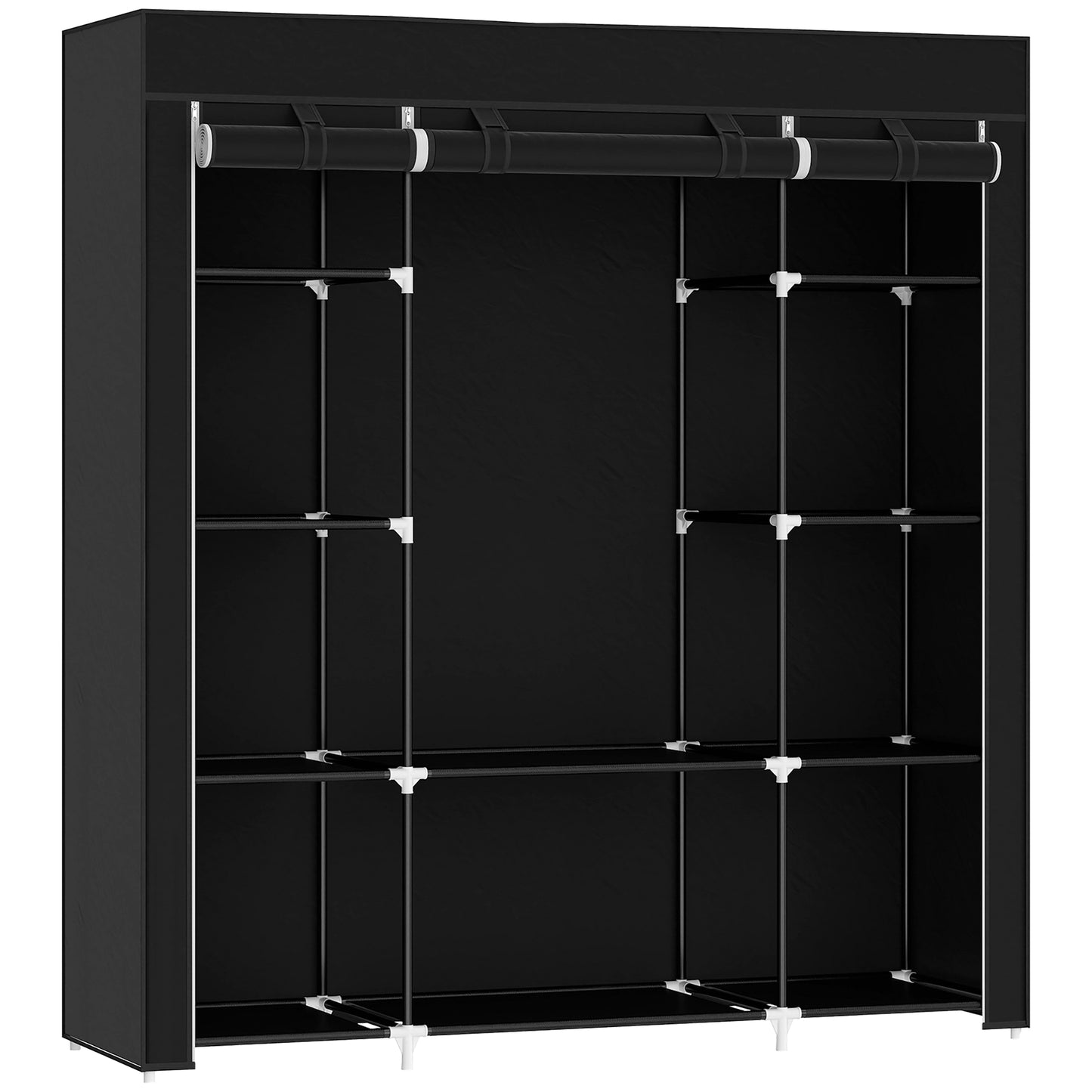 Portable Wardrobe, Foldable Fabric Wardrobe, 150 x 43 x 162.5cm, Clothes Storage Organiser with Hanging Rail, Shelves