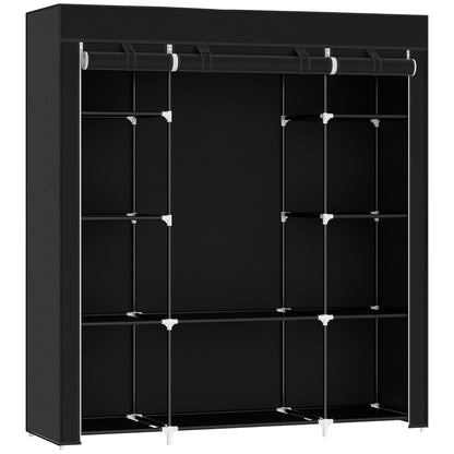 Portable Wardrobe, Foldable Fabric Wardrobe, 150 x 43 x 162.5cm, Clothes Storage Organiser with Hanging Rail, Shelves