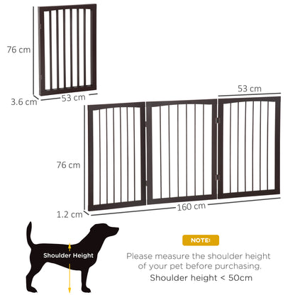 3 Panel Stair Gate Foldable Dog Door Gate Indoor Free Standing Safety Gate Pet Barrier 76cm Height