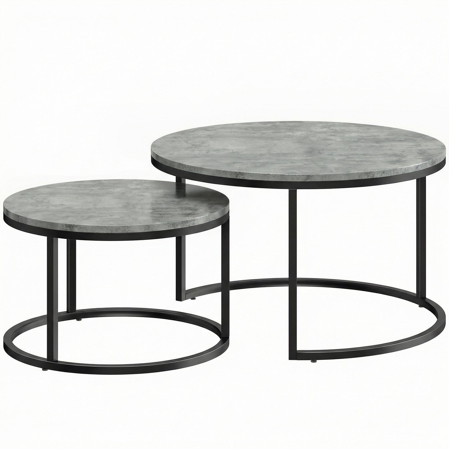 Set of Two Cement-Effect Stacking Tables - Grey
