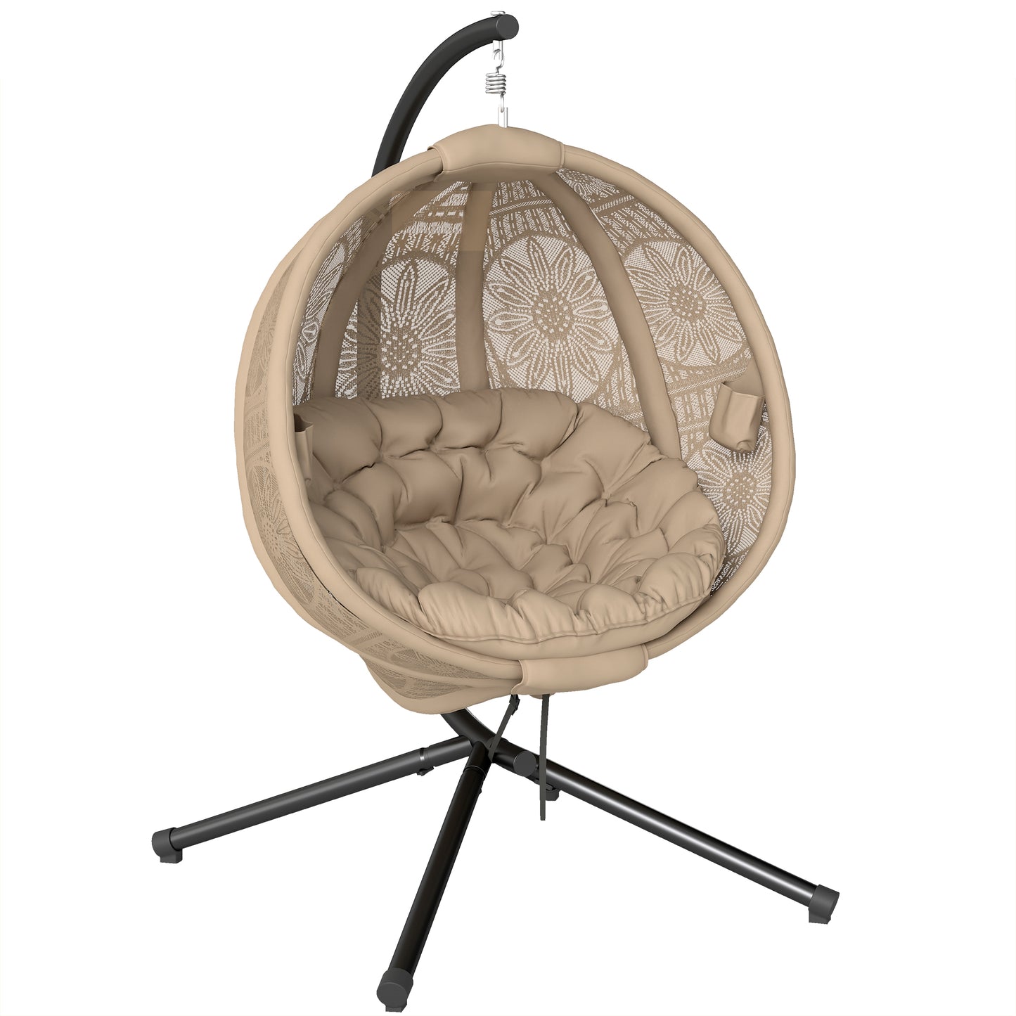 Round Egg Basket Chair, with Steel Stand, Sand