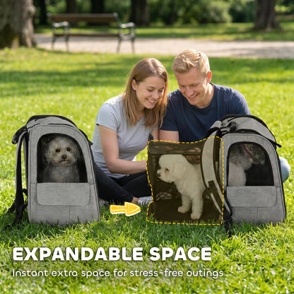 Dog Carrier Backpack Expandable, Breathable Pet Carrier Bag for Small Puppy Cat with Reflective Strip for Travel Hiking