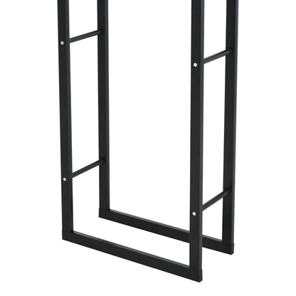 Metal Firewood Log Holder Tall Firewood Rack Indoor Outdoor Fireplace Wood Storage Shelf with Side Rails, Rust-Resistant