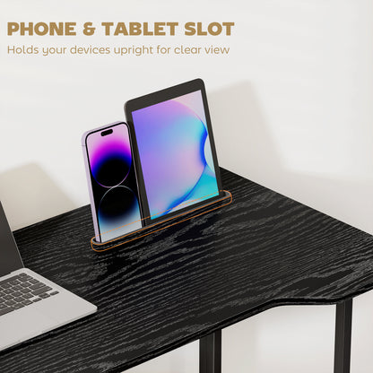 Folding Small Desk on Wheels - Black Wood Effect