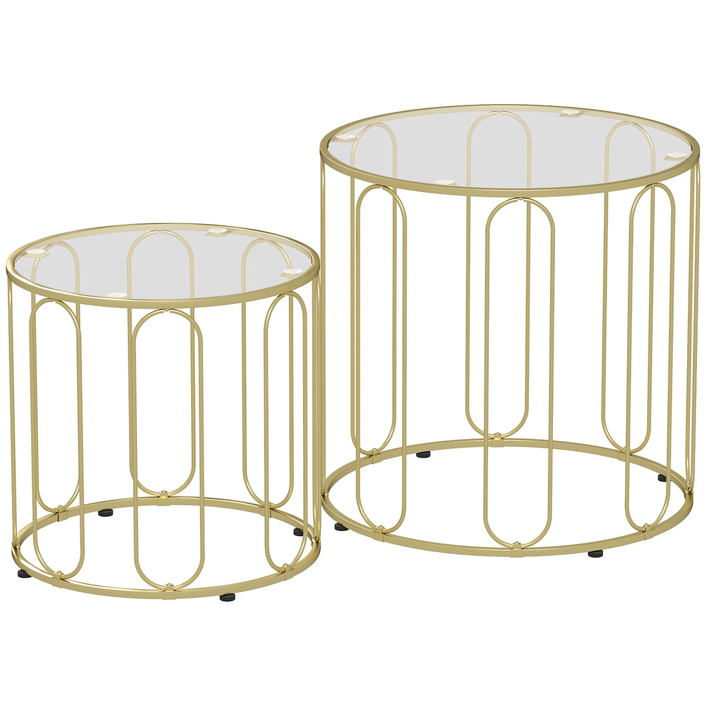 Elliptical Cut-Out Nesting Tables - Gold-Tone