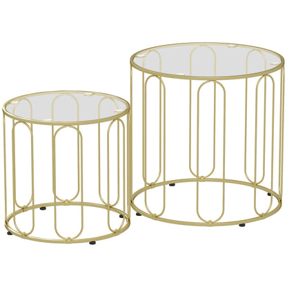 Elliptical Cut-Out Nesting Tables - Gold-Tone