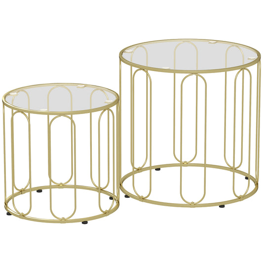 Elliptical Cut-Out Nesting Tables - Gold-Tone